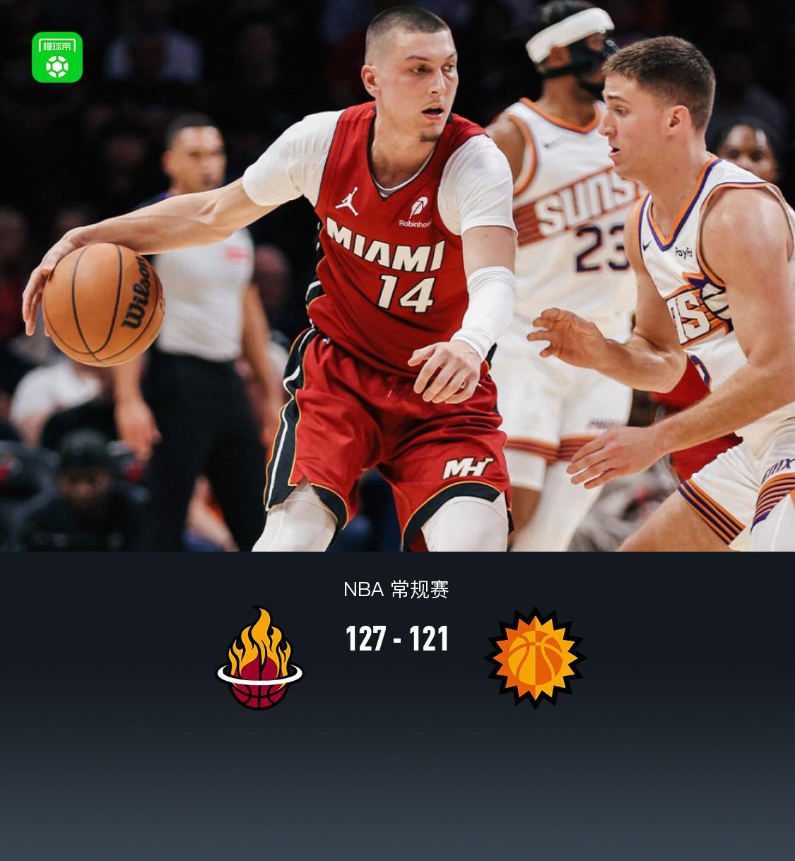 开云注册网址-热火127-121拒绝太阳逆转，阿德巴约29+9，鲍威尔27分